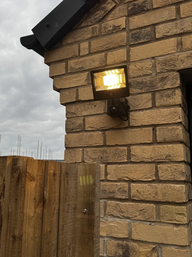 Driveway floodlight installed on a new-build property in Priors Hall, Corby